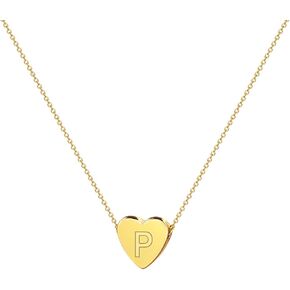 HUASAI Gold Initial Necklace for Women Trendy Gold Tiny Heart Necklace Dainty Letter Pendant Choker A-Z Necklace