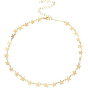 Blue Drop Gold Plated Star Necklace For Women Star Choker Necklace Simple Statement Jewelry Gift