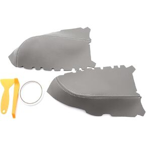 GXARTS قطعتان من غطاء جلدي من الألياف الدقيقة لمسند ذراع الباب الأمامي متوافق مع Honda Pilot 2009 2010 2011 2012 2013 2014 2015 مسند ذراع جلدي مع أداة إزالة لوحة مشبك الباب (رمادي)