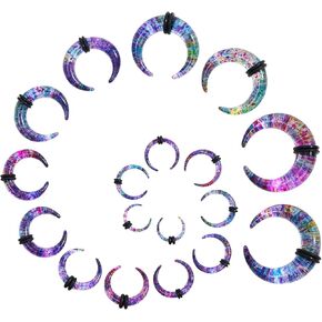 18PCS Acrylic Septum Stretching Kit Ear stretching kit Crescent Tapers Set Ear Gauges 14G 12G 10G 8G 6G 4G 2G 0G 00G Stretcher Expander Spiral Nose Septum Rings Septum jewelry