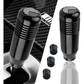 1 Pack Manual Car Shift Knob, 3.34In x 1.18In Waterproof Durable Metal Vehicle Comfort Grip, American Flag Design, Universal Automotive Shifter with 8MM/10MM/12MM Adapter (Black)