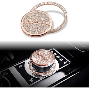 Gear Shift Knob Cover Modification Bling Crystal Shiny Diamond Decal Compatible with XE XF XJ F-Type F-PACE Accessories(JG Chrome)