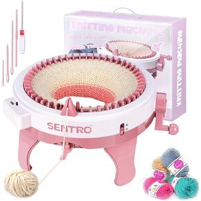 Hprampi Knitting Machine 48 Needles with Row Counter, DIY Knitting Machine for Adults or Kids, Plain/Tube Double Knit Loom Machine Kit for Hat, Scarves, Gloves