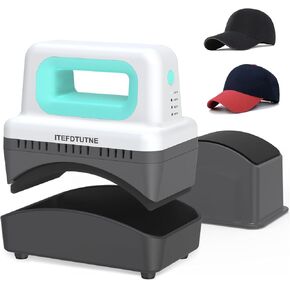 Hat Press Machine, Mini Hat Heat Press Machine with 4 Heating Levels & Auto-Off, Handheld Cap Easy Press with 3.5"×5.5" Curved Heat Plate, 2 Press Platens, A Safety Base, Rose Red