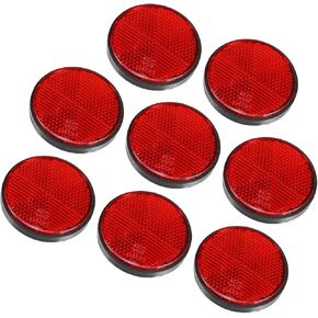 Motoforti 8 Pcs Round Stick-on Safety Spoke Reflective Self Adhesive Reflector for Gate Posts Cars Trailer Motorcycle Trucks Boat Bicycle Bike Red Long-Lasting