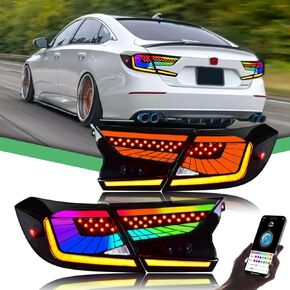RGB Tail Lights for Honda Accord 2018-2022, LED Taillights Assembly for Honda Accord 10th Gen, Dynamic Animation, Plug&Play (RGB, 1 Pair)