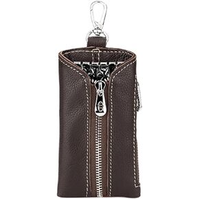 Genuine Leather Key Holder Case - 6 Hooks with Coin Layer - Key Fob Cover - Ridge Key Holder - Leather Car Keychain