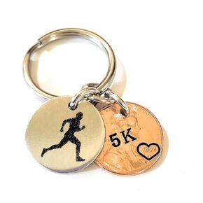 Womans Half Marathon Runner Charm Key Chain 13.1 on 2024 Penny Race Day Award Milestone Piece