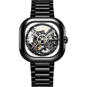 CIGA Design Automatic Watch - Y Series Eastern Jade Mechanical Skeleton Watch Ceramic Jade Case Square Waterproof with Strap for Men and Women Gift, Statement Timepiece