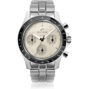 1960 Racing Chronograph Watch for Men - Steel Mens Watch - 316L Stainless Steel, Analog, Quartz, 10 ATM Waterproof Men Watches - Round Sapphire Crystal Dial Men Watch (Steel/Off White)