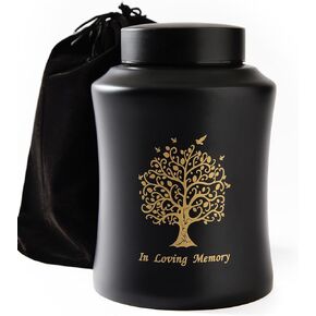 Urns for Ashes Adult Male Female Funeral Burial Keepsake Large Cremation Urns Human Remains Ashes Black Stainless Steel Up to 160lbs