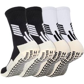 Jspupifip 2 زوج جوارب كرة القدم للرجال، جوارب الكاحل للشباب أسود/أبيض سرعة مضادة للانزلاق وسادات قبضة كرة القدم جورب كرة القدم احصل على حافة قبضة جوارب كرة القدم للنساء والفتيات والأولاد والمراهقين (أبيض، أسود) in Kuwait