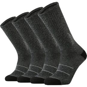 KMM Men's Merino Wool Cushion Crew Socks Moisture Wicking Control Medium Weight Warm for Outdoor Hiking Hike Trail Cycling