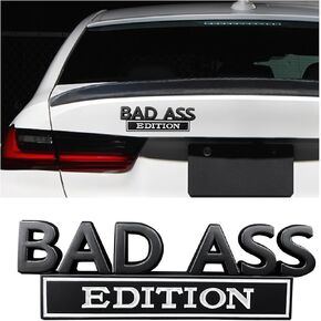 Car Bad Ass Edition Emblem, 3D Fender Badge Decal Vehicle Sticker with Strong Adhesive, Auto Tailgate Front Grille Hood Trunk Badge Decorative Replacement, Fit for Most Cars (Black & White)
