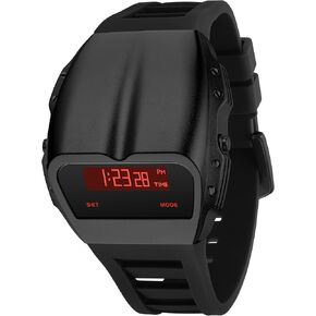 Unique Metal Watch, OLED Mens Digital Watches, Lift-to-Wake Screen, Silicone or Stainless Steel Strap, 30M Waterproof