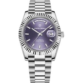 Pagani Design Men's Automatic Watch, NH36A Movement Men's Mechanical Watch DD40 AR Sapphire Glass 100 Meter Water Resistant Men's Classic Casual Sport Watch PD-1783 (Purple AT-1783)