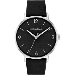 Calvin Klein Modern Men's 3H Quartz Watch - Stainless Steel Case and Leather Strap - Water Resistant to 3ATM/30 Meters - Premium Fashion Timepiece for Day-to-Evening Style - 42mm