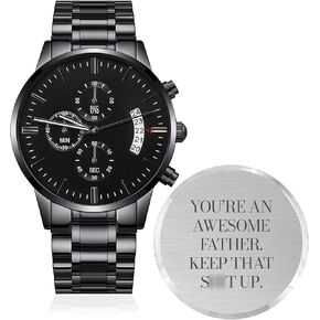 Custom Engraved Watch for Dad - Funny Father’s Day Gift for Husband, Boyfriend - Personalized Dad Gifts - Dad Gifts from Son, Daughter - Birthday Gift for Father - Retirement, Christmas Gift for Dad