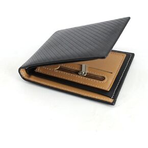 Wallet for Men, PU Leather Mens Wallet with 3 Card Slots, 1 ID Window, 1 Zipper Pocket, Men's Wallets 2 Cash Compartment, Gifts for Men, 4.7 * 3.9 * 0.6inches (Black)