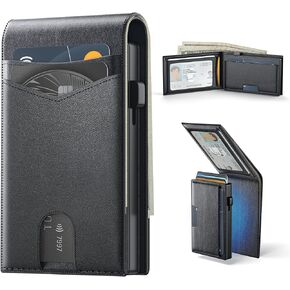 Wallet for Men, Mens Wallet with Magnetic Removable Credit Card Holder Pop Up Smart RFID Blocking Slim Leather Cash Slots ID Windows Minimalist Wallet