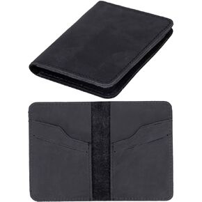 Leather Slim Wallet, Credit Card Holder, Bifold, Minimalist, Front Pocket, Small Thin, Travel Wallet for Men and Women (Brown)