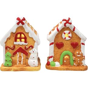 Needzo Light Up Christmas Gingerbread Houses, Holiday Village Collectible Buildings, Seasonal Home Decor, 3.37 x 3.87 Inches