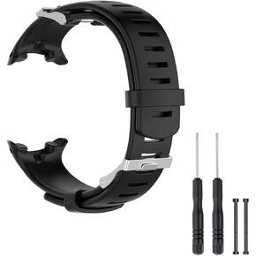 Watch Band Compatible with Suunto D4 / D4i, Soft Rubber Silicone Replacement Watch Strap for Suunto D4 / D4i Novo Smart Watch, Black