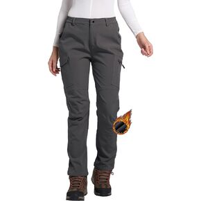 Women's Fleece Lined Waterproof Hiking Pants Insulated Softshell Warm Outdoor Winter Snow Ski Pants