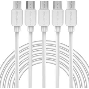 SMALLElectric Micro USB Cable (5-Pack, 10FT) Android Charger, Micro USB Charger Cable Long Android Phone Charger Cord for Samsung Galaxy S7 S6 Edge J7 S5,Note 5 4,LG 4 K40 K20,MP3,Kindle,Tablet,White