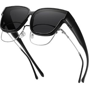 Polarized Sunglasses Over Glasses Men Women,UV Protection Square Sunglasses Wrap-around Driving,Lightweight TR90