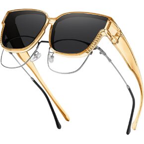 Polarized Sunglasses Over Glasses Men Women,UV Protection Square Sunglasses Wrap-around Driving,Lightweight TR90
