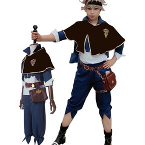 Asta Cosplay Costume Anime Men Black Bull Cloak Cape Uniform Fell Set (S, Blue)