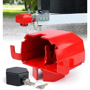 Heavy-Duty Trailer Lock | Patented Design Trailer Hitch Lock | Fits 2 5/16" Couplers | Heavy-Duty Theft Protection | Red