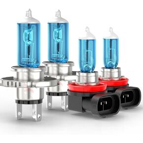 Compatible for Toyota Tacoma Headlight Bulbs 2012 2013 2014 2015, 9003 H4 High Low Beam H11 Fog Light Halogen Bulbs Combo, Plug n Play, 6000K White, 4-Pack