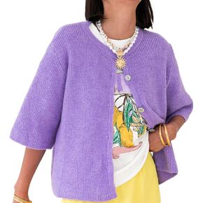 Women Knitted Cropped Cardigan Sweater Short Sleeve Button Down Y2k Top in Kuwait