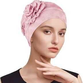 Stretch Turban Hats for Women, Beanie Headscarf Elastic Hats, Fashion Flower Knot Pre Tied Head Cap