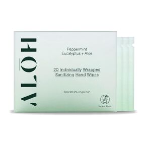 ALŌH Skin - Softening Sanitizing Hand Wipes – Sweet Orange Bergamot - 4 Boxes of 20 Individually Wrapped Wipes (80 wipes)