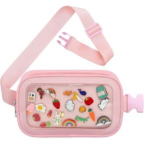 Pin Bag Fanny Pack, Ita Bag Storage Pin Crossbody Bag Belt Bag for Women Girls Gifts, Pin Display Bag for Sports Pins, Memorial Pins, Travel Brooches(No Pins Included) (Black, Small)