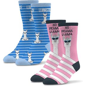 Socktastic womens Llama - 2 Pack of Funny Novelty Socks, Casual Crew Fits Shoe Size 6-11 Socks, Llama, Medium US (M1510R_LLAMA)