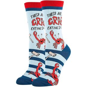 ooohyeah Women's Novelty Aquarium Crew Socks, Funny Crazy Ocean Dress Socks Gift, Fit Women's Shoe Size 5-10