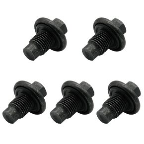 5 PCS Oil Drain Plug Pilot Point Molded Gasket M14x1.5mm fit for Ford F150, Lincoln, Chrysler, Dodge,Jeep, Replace 090-115, 090-938CD, 65324, 653116US,1013938, 6506214AA, 6507741AA, F6TZ-6730-BA