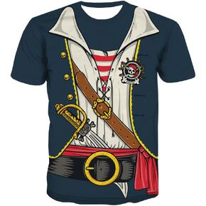 KYKU Pirate Costume Men Shirt Adult Funny 3D Print Graphics Novelty Clothing