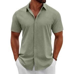 COOFANDY Men's Button Down Shirts Short Sleeve Casual Summer Beach Shirts Vacation Wedding Shirts