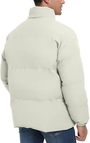 Mens Padded Jacket Stand Collar Windproof Down Jacket Full Zipper Outerwear Puffer Coat in Kuwait