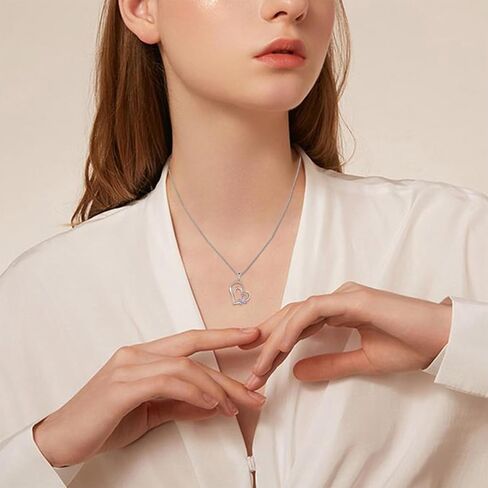Butterfly Necklace for Women 925 Sterling Silver Heart Pendant Necklace with 3A Cubic Zirconia Birthstone Birthday Mother's Day Jewelry in Saudi Arabia