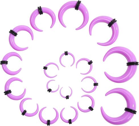 18PCS Acrylic Septum Stretching Kit Ear stretching kit Crescent Tapers Set Ear Gauges 14G 12G 10G 8G 6G 4G 2G 0G 00G Stretcher Expander Spiral Nose Septum Rings Septum jewelry in Saudi Arabia