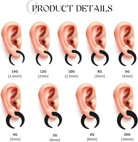 18PCS Acrylic Septum Stretching Kit Ear stretching kit Crescent Tapers Set Ear Gauges 14G 12G 10G 8G 6G 4G 2G 0G 00G Stretcher Expander Spiral Nose Septum Rings Septum jewelry in Saudi Arabia