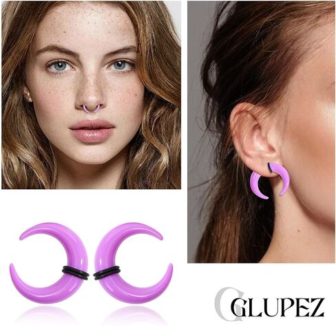 18PCS Acrylic Septum Stretching Kit Ear stretching kit Crescent Tapers Set Ear Gauges 14G 12G 10G 8G 6G 4G 2G 0G 00G Stretcher Expander Spiral Nose Septum Rings Septum jewelry in Saudi Arabia