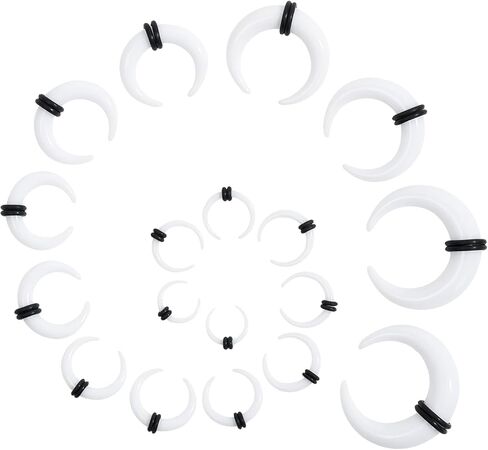 18PCS Acrylic Septum Stretching Kit Ear stretching kit Crescent Tapers Set Ear Gauges 14G 12G 10G 8G 6G 4G 2G 0G 00G Stretcher Expander Spiral Nose Septum Rings Septum jewelry in Saudi Arabia