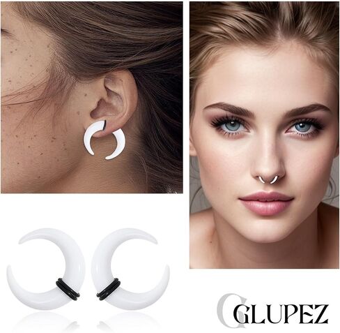 18PCS Acrylic Septum Stretching Kit Ear stretching kit Crescent Tapers Set Ear Gauges 14G 12G 10G 8G 6G 4G 2G 0G 00G Stretcher Expander Spiral Nose Septum Rings Septum jewelry in Saudi Arabia